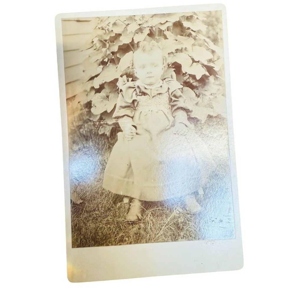 Antique Edwardian Cabinet Card Photo of Little Girl Sepia Original 4x6 sepia